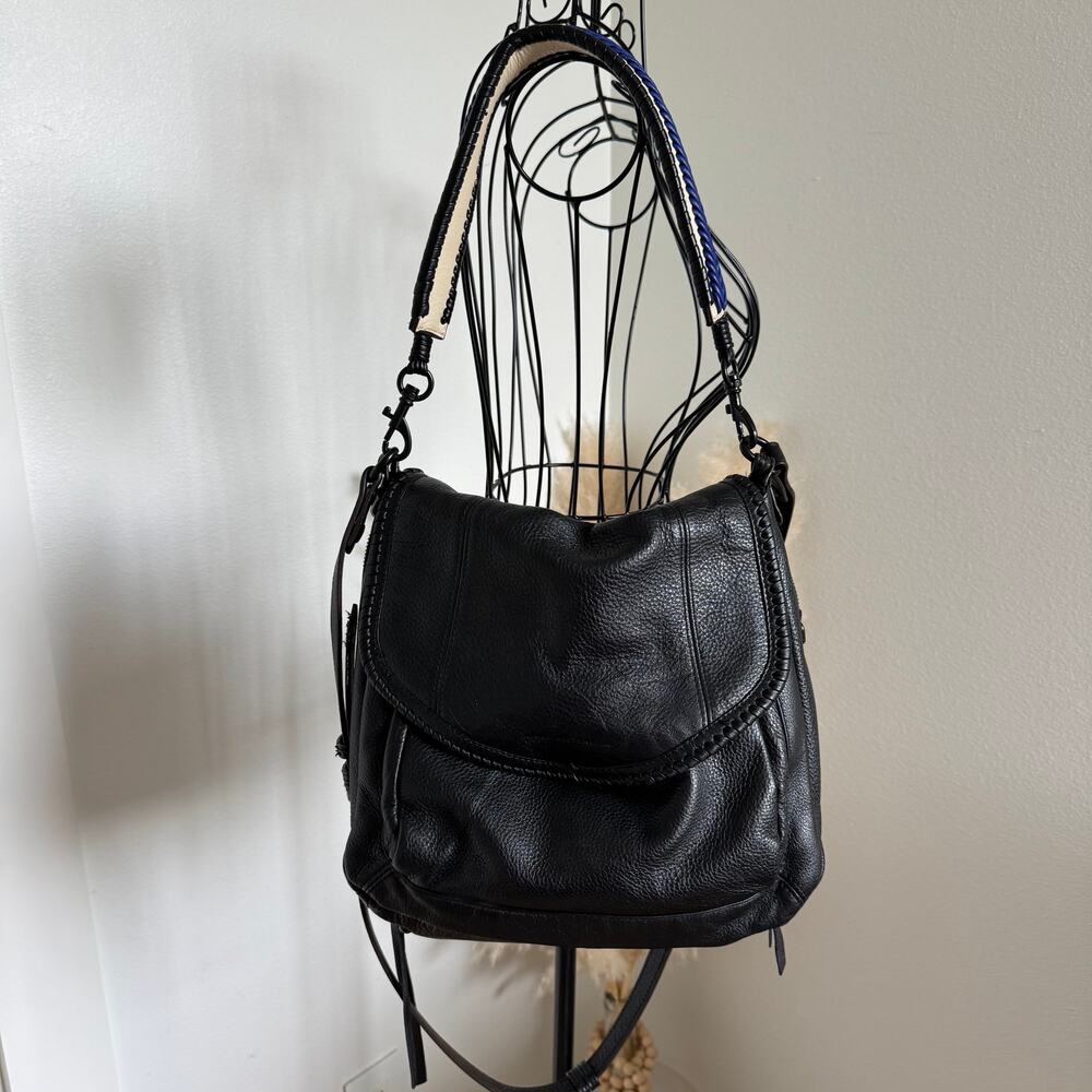 Aimee Kestenberg All For Love Black Leather Convertible Hobo Shoulder Bag